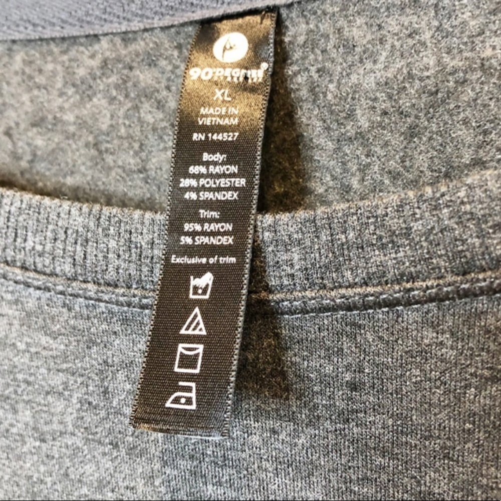 NWT 90 Degree Womens Dark Gray Lace Up Side Crew Neck Long Sleeve Sweatshirt Top - Picture 14 of 16